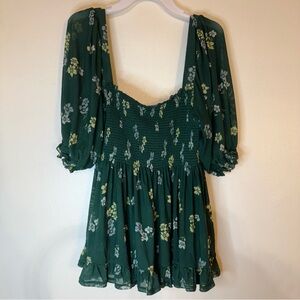 Free People Dark Green Floral Blouse